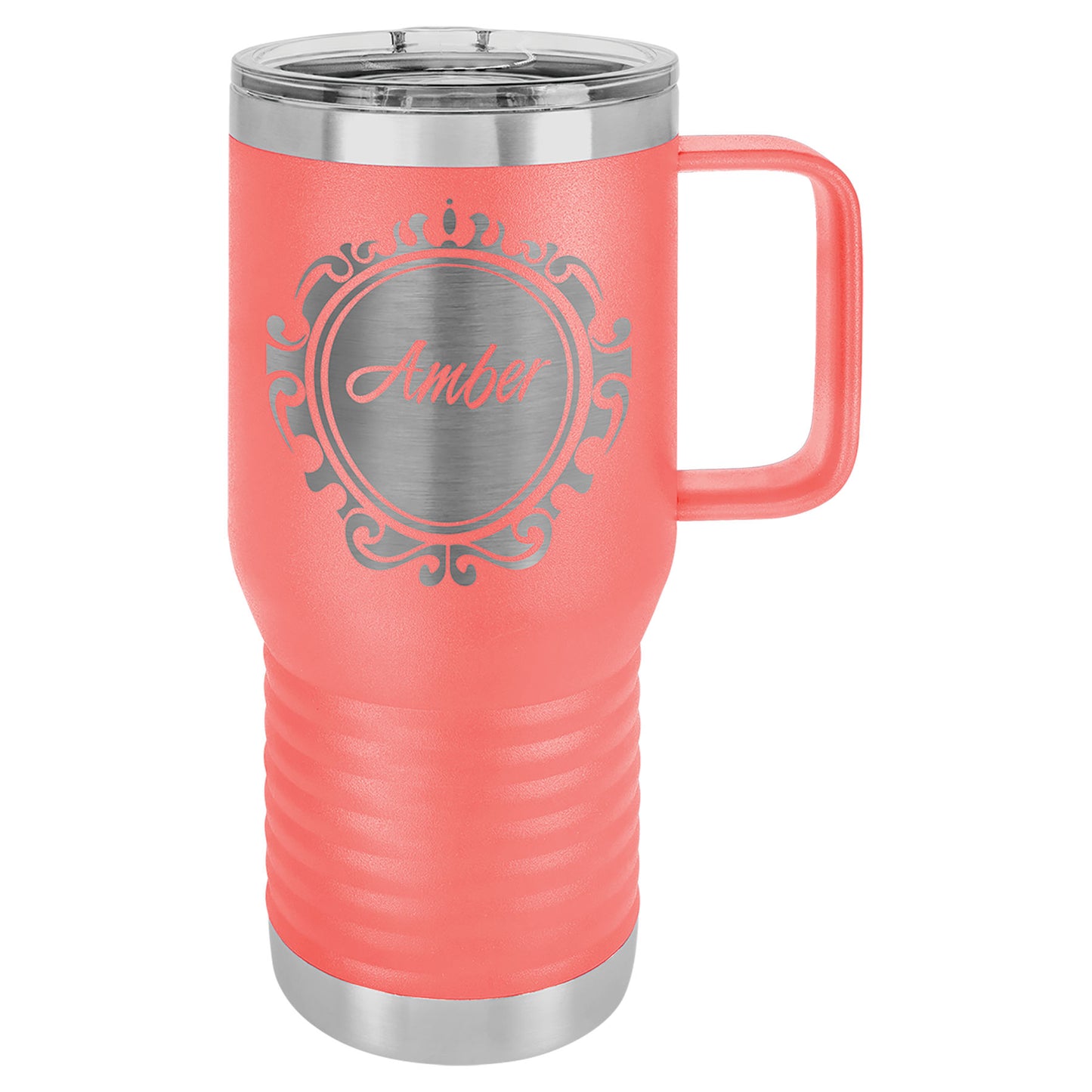 20 oz. Custom Engraved Vacuum Insulated Travel Mug with Slider Lid